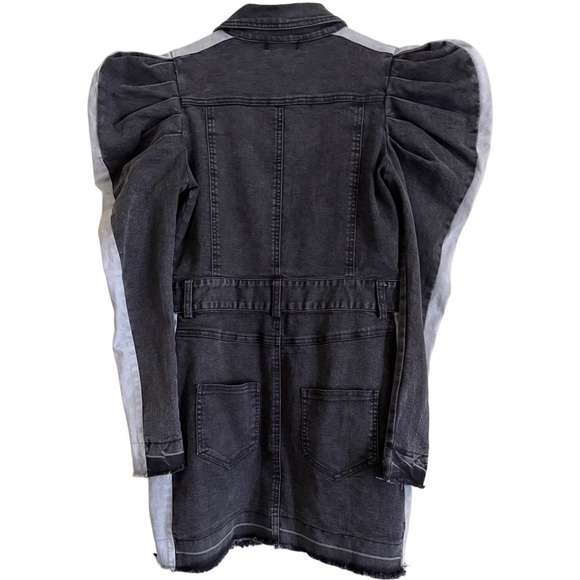 ATHINA Maximalist Puff Sleeves Y2K Retro Festival Two-Tone Denim Dress Sz M NWT - Picture 7 of 10